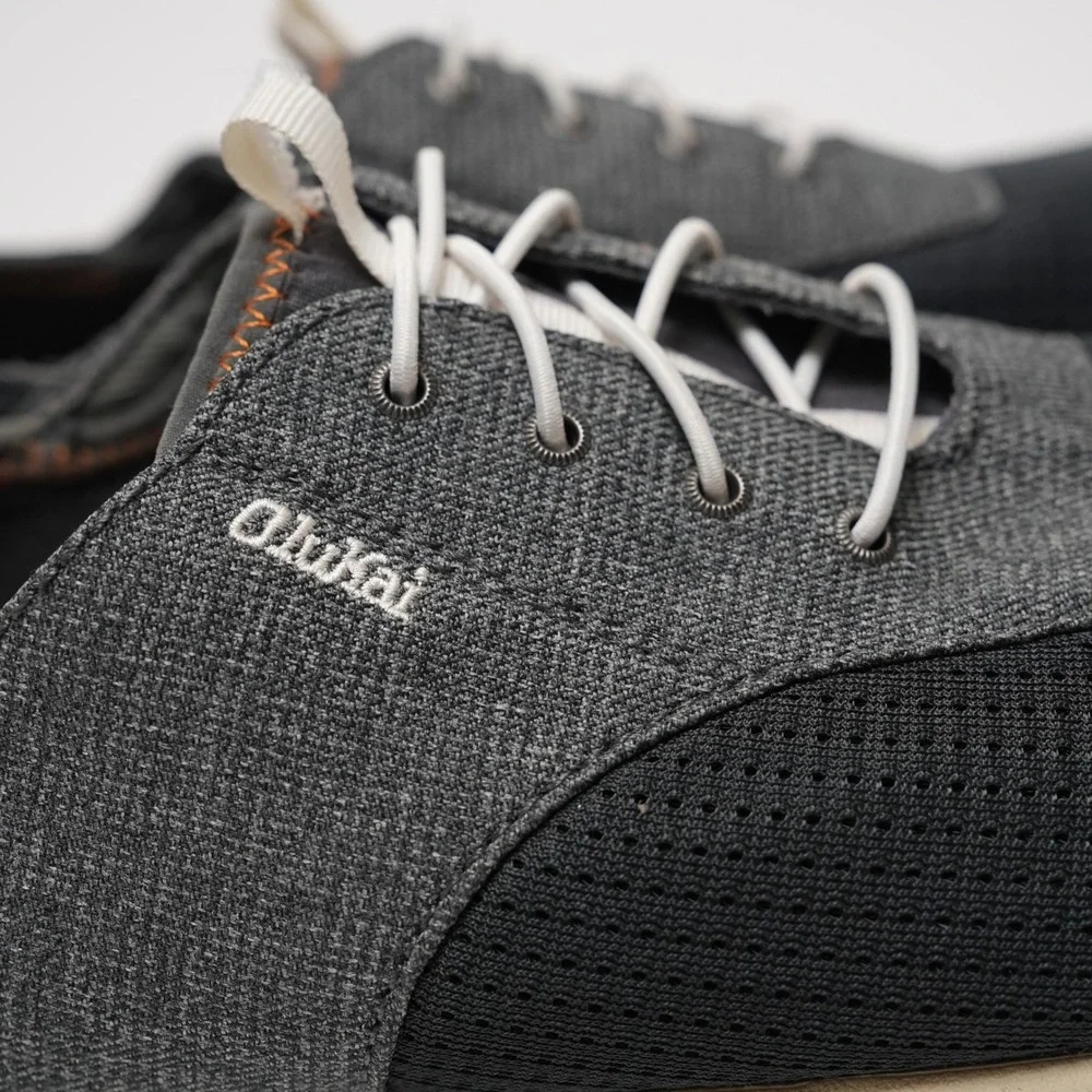 Olukai Men's Black/Grey Casual Lace-Up Shoe